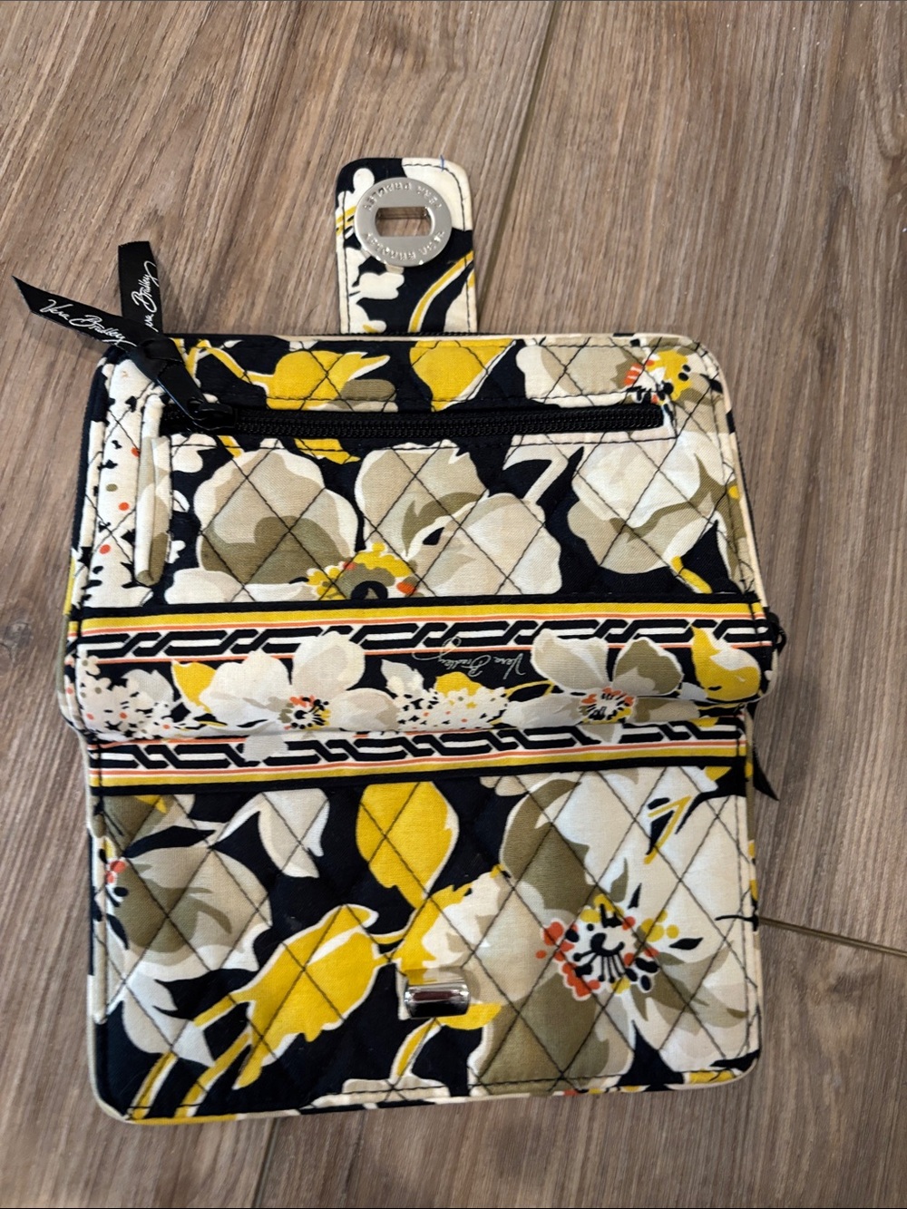 Vera Bradley Floral Quilted Zip Wallet in Yellow, Black, Cream - Picture 5 of 6